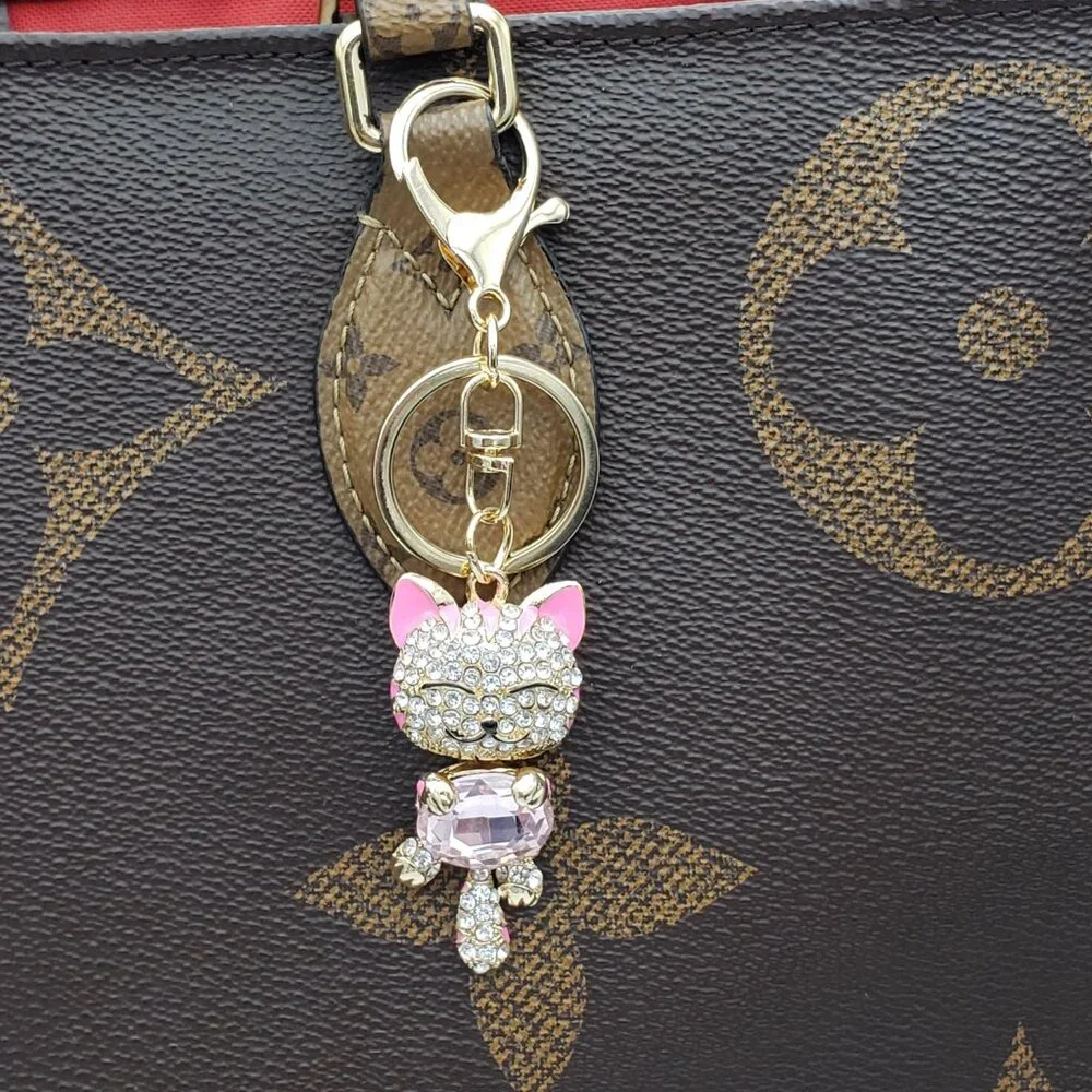 Authentic Louis Vuitton Lock & Key Gold ✨ Unbranded Cat Keychain Bag Charm LV